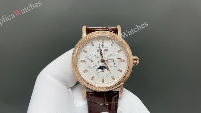 Patek Philippe Complications YG/RG Engraved Bezel White/Champagne Face 42mm CH29-535 Movement Watch